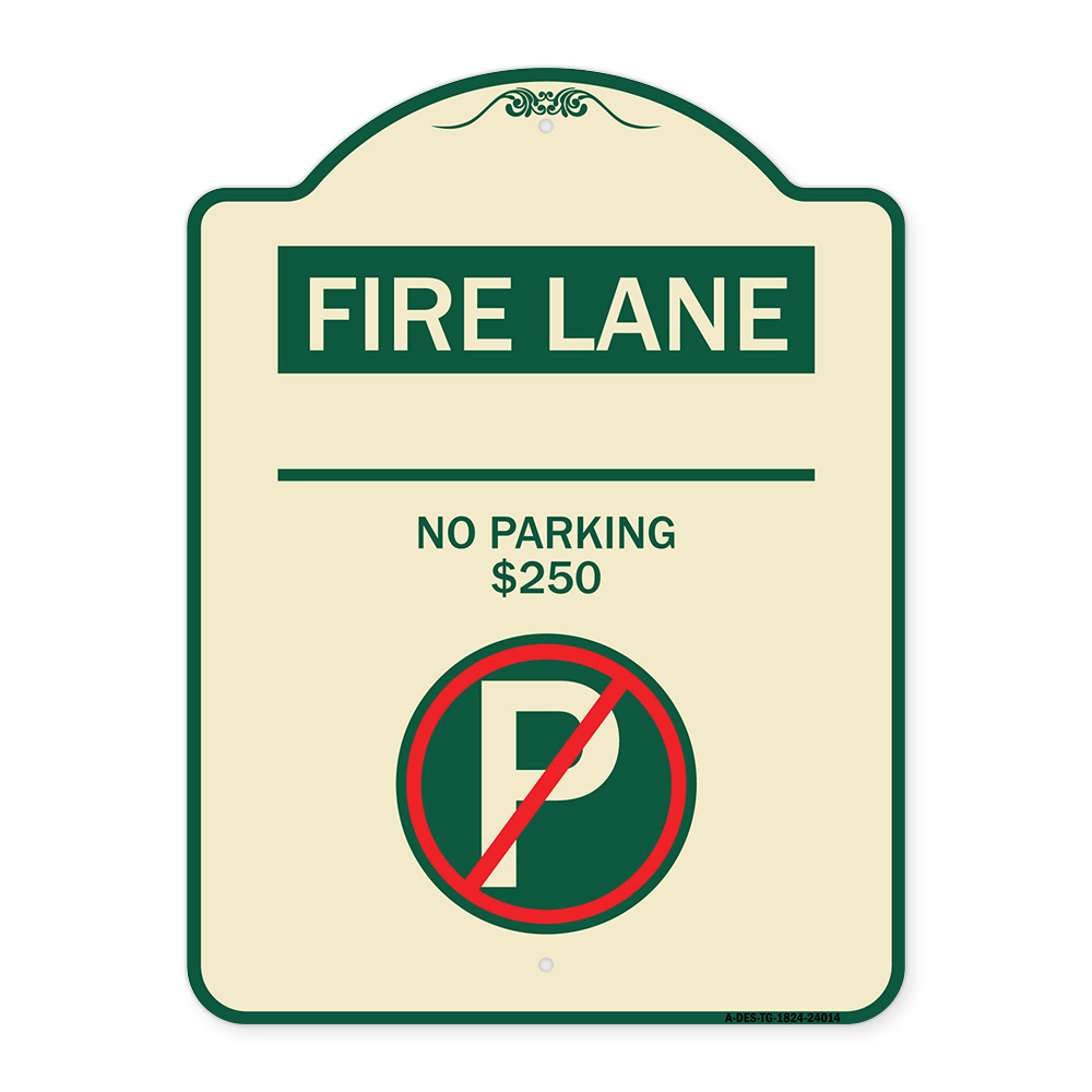 SignMission Designer Series Sign - Fire Lane - No Parking $250 Fine ...
