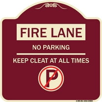 SignMission Designer Series Sign - Fire Lane - No Parking Keep Clear at All Times (With No Parking Symbol) | Burgundy 18" X 18" Heavy-Gauge Aluminum Architectural Sign | Made in the USA