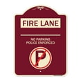 thumbnail image 1 of SignMission Designer Series Sign - Fire Lane - No Parking Police Enforced (With No Parking Symbol) | Burgundy 18" x 24" Heavy-Gauge Aluminum Architectural Sign | Made in the USA, 1 of 4