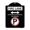 thumbnail image 1 of SignMission Designer Series Sign - Fire Lane - No Parking (With No Parking Symbol and Bidirectional Arrow) | Black & White 18" x 24" Heavy-Gauge Aluminum Architectural Sign | Made in, 1 of 4