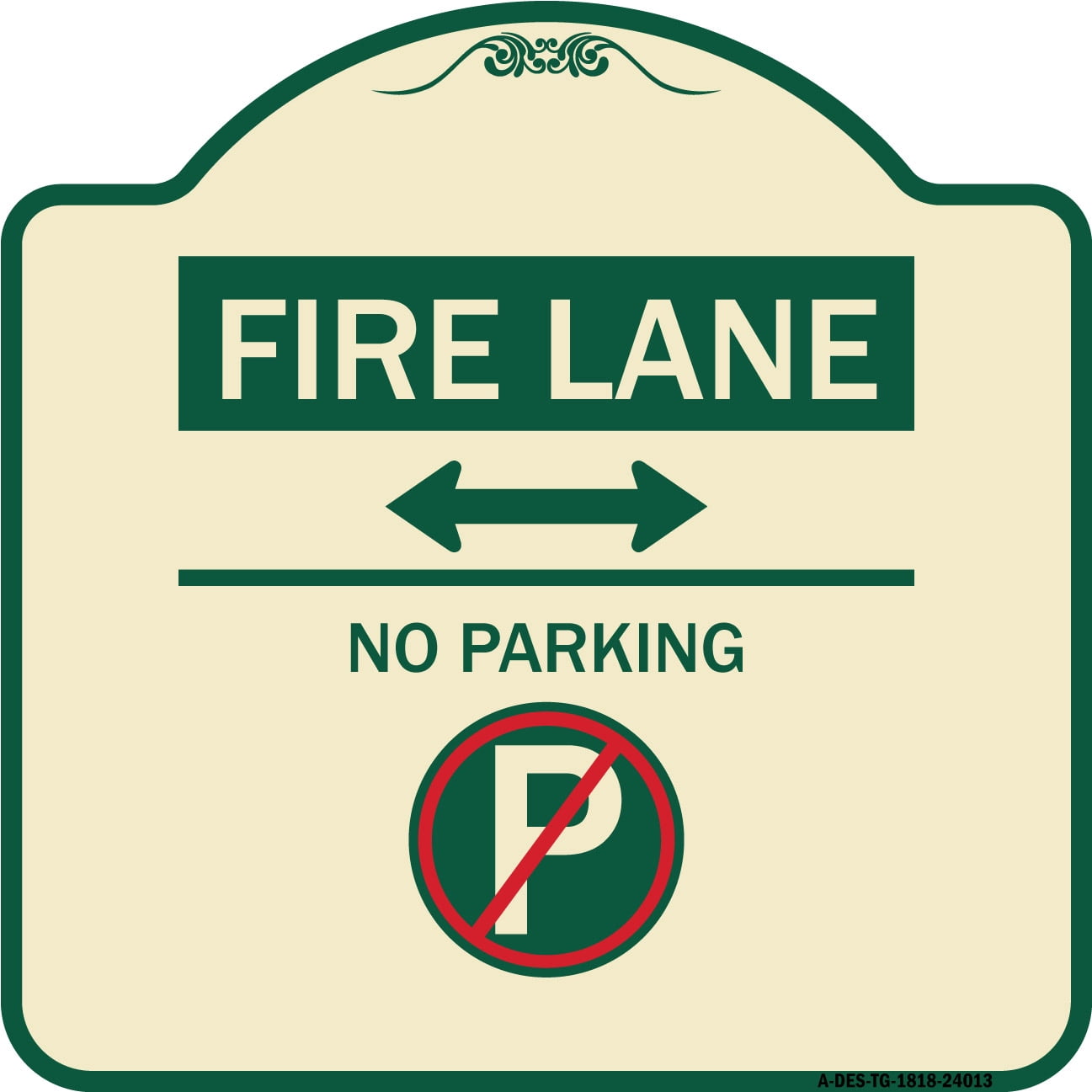 SignMission Designer Series Sign - Fire Lane - No Parking (With No ...