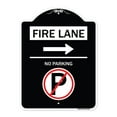 thumbnail image 1 of SignMission Designer Series Sign - Fire Lane - No Parking (With No Parking Symbol and Right Arrow) | Black & White 18" x 24" Heavy-Gauge Aluminum Architectural Sign | Made in the USA, 1 of 4
