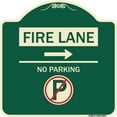 thumbnail image 1 of SignMission Designer Series Sign - Fire Lane - No Parking (With No Parking Symbol and Right Arrow) | Green & Tan 18" X 18" Heavy-Gauge Aluminum Architectural Sign | Made in the USA, 1 of 4
