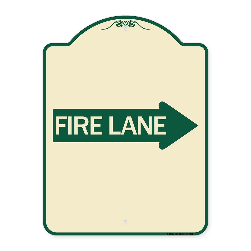 SignMission Designer Series Sign - Fire Lane Right Arrow | Tan & Green ...