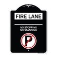 thumbnail image 1 of SignMission Designer Series Sign - Fire Lane - No Stopping No Standing (With No Parking Symbol) | Black & White 18" x 24" Heavy-Gauge Aluminum Architectural Sign | Made in the USA, 1 of 4