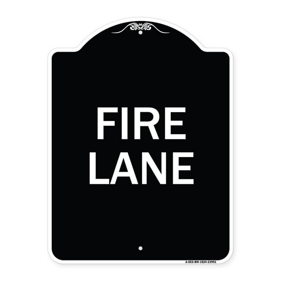 SignMission Designer Series Sign - Fire Lane Supplementary | Black & White 18" x 24" Heavy-Gauge Aluminum Architectural Sign | Protect Your Business & Municipality | Made in the USA