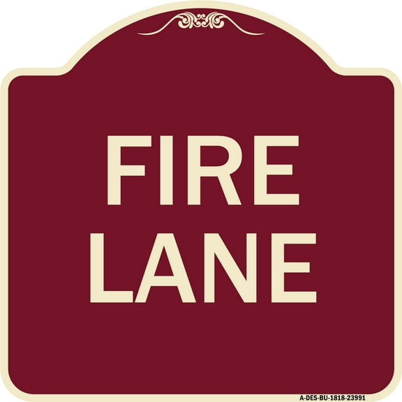 SignMission Designer Series Sign - Fire Lane Supplementary | Burgundy 18" X 18" Heavy-Gauge Aluminum Architectural Sign | Protect Your Business & Municipality | Made in the USA
