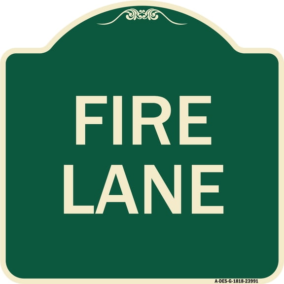 SignMission Designer Series Sign - Fire Lane Supplementary | Green & Tan 18" X 18" Heavy-Gauge Aluminum Architectural Sign | Protect Your Business & Municipality | Made in the USA