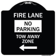 thumbnail image 1 of SignMission Designer Series Sign - Fire Lane Tow-Away Zone with Left Arrow | Black & White 18" X 18" Heavy-Gauge Aluminum Architectural Sign | Protect Your Business & Municipality |, 1 of 4