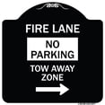 thumbnail image 1 of SignMission Designer Series Sign - Fire Lane Tow-Away Zone with Right Arrow | Black & White 18" X 18" Heavy-Gauge Aluminum Architectural Sign | Protect Your Business & Municipality |, 1 of 4