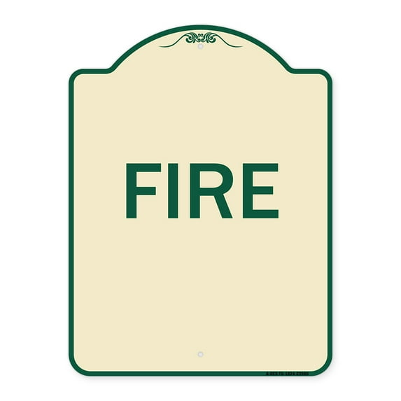 SignMission Designer Series Sign - Fire | Tan & Green 18" x 24" Heavy-Gauge Aluminum Architectural Sign | Protect Your Business & Municipality | Made in the USA
