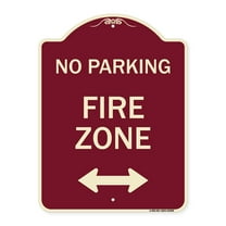 SignMission Designer Series Sign - Fire Zone with Bidirectional Arrow | Burgundy 18" x 24" Heavy-Gauge Aluminum Architectural Sign | Protect Your Business & Municipality | Made in the