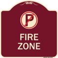 thumbnail image 1 of SignMission Designer Series Sign - Fire Zone (No Parking Symbol) | Burgundy 18" X 18" Heavy-Gauge Aluminum Architectural Sign | Protect Your Business & Municipality | Made in the USA, 1 of 4