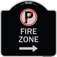 thumbnail image 1 of SignMission Designer Series Sign - Fire Zone (No Parking Symbol and Right Arrow) | Black & Silver 18" X 18" Heavy-Gauge Aluminum Architectural Sign | Made in the USA, 1 of 4