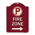 thumbnail image 1 of SignMission Designer Series Sign - Fire Zone (No Parking Symbol and Right Arrow) | Burgundy 18" x 24" Heavy-Gauge Aluminum Architectural Sign | Protect Your Business & Municipality |, 1 of 4