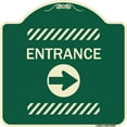thumbnail image 1 of SignMission Designer Series Sign - Flex Post Entrance with Right Arrow Decal Only for Flex Paddle | Green & Tan 18" X 18" Heavy-Gauge Aluminum Architectural Sign | Made in the USA, 1 of 4
