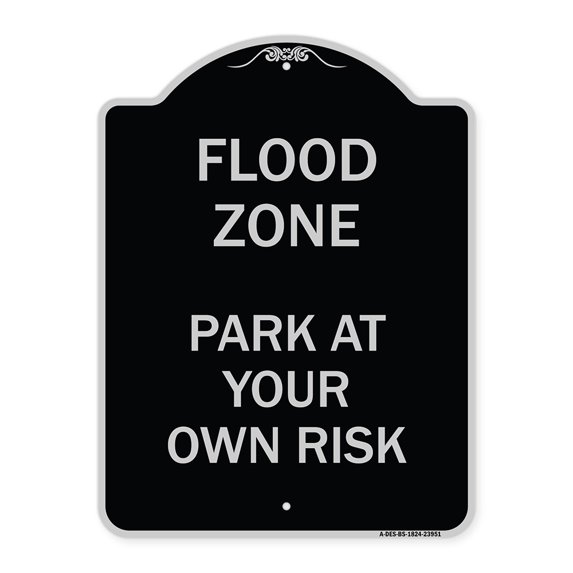SignMission Designer Series Sign - Flood Zone | Black & Silver 18" x 24" Heavy-Gauge Aluminum Architectural Sign | Protect Your Business & Municipality | Made in the USA