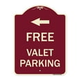 thumbnail image 1 of SignMission Designer Series Sign - Free Valet Parking with Left Arrow | Burgundy 18" x 24" Heavy-Gauge Aluminum Architectural Sign | Protect Your Business & Municipality | Made in the, 1 of 4