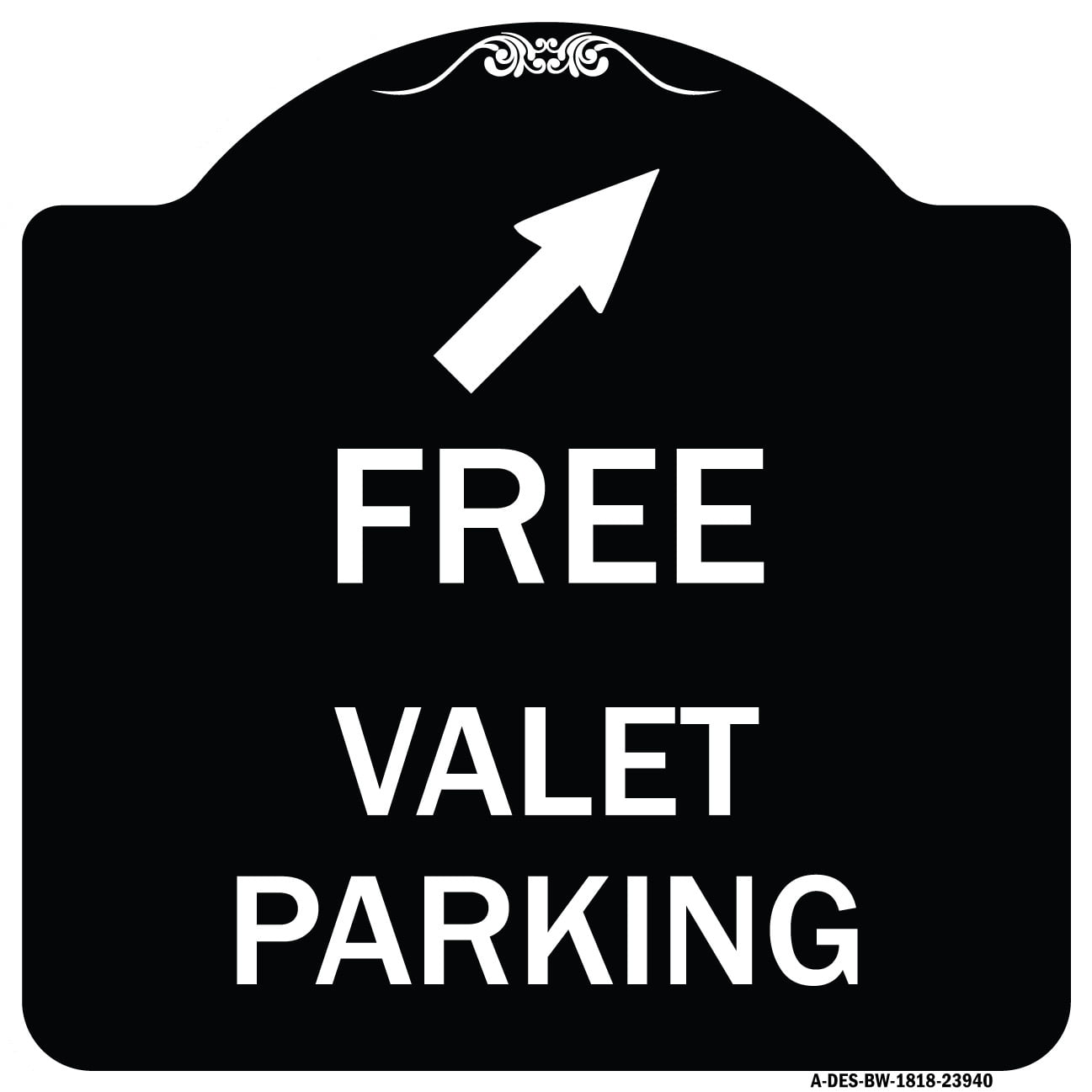 SignMission Designer Series Sign Free Valet Parking with Upper Right