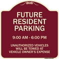 thumbnail image 1 of SignMission Designer Series Sign - Future Resident Parking 9:00 - 6:00 | Burgundy 18" X 18" Heavy-Gauge Aluminum Architectural Sign | Protect Your Business & Municipality | Made in the, 1 of 4