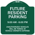 thumbnail image 1 of SignMission Designer Series Sign - Future Resident Parking 9:00 - 6:00 | Green & White 18" X 18" Heavy-Gauge Aluminum Architectural Sign | Protect Your Business & Municipality | Made in, 1 of 4