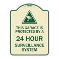 thumbnail image 1 of SignMission Designer Series Sign - This Garage Is Protected by A 24 Hour Surveillance System | Tan & Green 18" x 24" Heavy-Gauge Aluminum Architectural Sign | Made in the USA, 1 of 4