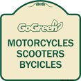 thumbnail image 1 of SignMission Designer Series Sign - Go Green Sign Go Green - Motorcycles Scooters Bicycles | Tan & Green 18" X 18" Heavy-Gauge Aluminum Architectural Sign | Made in the USA, 1 of 4