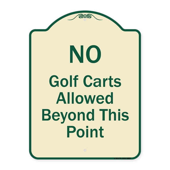 SignMission Designer Series Sign - No Golf Carts Allowed | Tan & Green 18" x 24" Heavy-Gauge Aluminum Architectural Sign | Protect Your Business & Municipality | Made in the USA