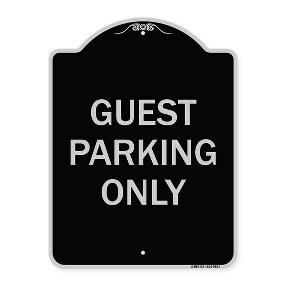 SignMission Designer Series Sign - Guest Parking Only | Black & Silver 18" x 24" Heavy-Gauge Aluminum Architectural Sign | Protect Your Business & Municipality | Made in the USA