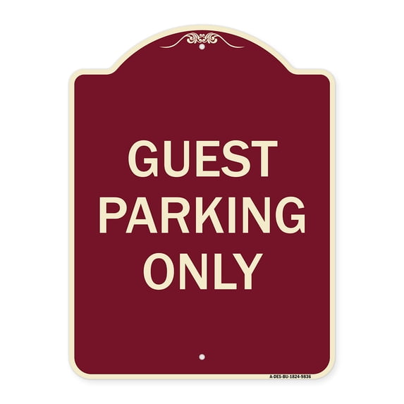 SignMission Designer Series Sign - Guest Parking Only | Burgundy 18" x 24" Heavy-Gauge Aluminum Architectural Sign | Protect Your Business & Municipality | Made in the USA