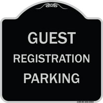 SignMission Designer Series Sign - Guest Registration Parking | Black & Silver 18" X 18" Heavy-Gauge Aluminum Architectural Sign | Protect Your Business & Municipality | Made in the USA
