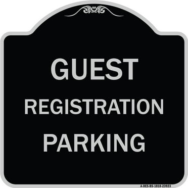 SignMission Designer Series Sign - Guest Registration Parking | Black & Silver 18" X 18" Heavy-Gauge Aluminum Architectural Sign | Protect Your Business & Municipality | Made in the USA