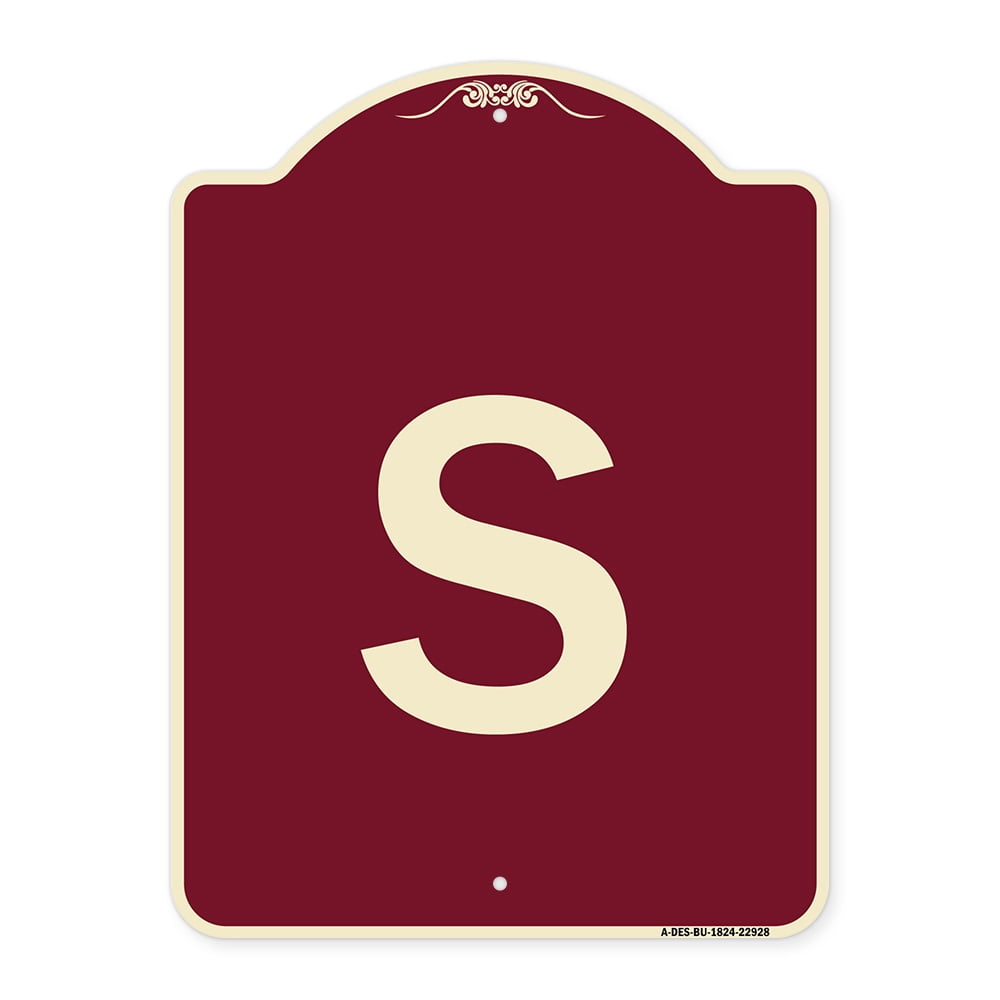 SignMission Designer Series Sign Sign with Letter S Burgundy 18" x