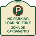 thumbnail image 1 of SignMission Designer Series Sign - Loading Zone Zona De Cargamento (With No Parking Symbol) | Tan & Green 18" X 18" Heavy-Gauge Aluminum Architectural Sign | Made in the USA, 1 of 4