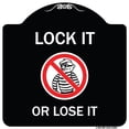 thumbnail image 1 of SignMission Designer Series Sign - Lock It or Lose It (With Graphic) | Black & White 18" X 18" Heavy-Gauge Aluminum Architectural Sign | Protect Your Business & Municipality | Made in, 1 of 4