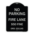 thumbnail image 1 of SignMission Designer Series Sign - Missouri No Parking Fire Lane $50 Fine | Black & Silver 18" x 24" Heavy-Gauge Aluminum Architectural Sign | Protect Your Business & Municipality |, 1 of 4