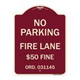 thumbnail image 1 of SignMission Designer Series Sign - Missouri No Parking Fire Lane $50 Fine | Burgundy 18" x 24" Heavy-Gauge Aluminum Architectural Sign | Protect Your Business & Municipality | Made in, 1 of 4