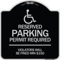 thumbnail image 1 of SignMission Designer Series Sign - (Modern Isa Symbol) Connecticut Reserved Parking Permit Required Violators Will Be Fined Min $150 | Black & Silver 18" X 18" Heavy-Gauge Aluminum, 1 of 4
