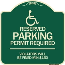 SignMission Designer Series Sign - (Modern Isa Symbol) Connecticut Reserved Parking Permit Required Violators Will Be Fined Min $150 | Green & Tan 18" X 18" Heavy-Gauge Aluminum