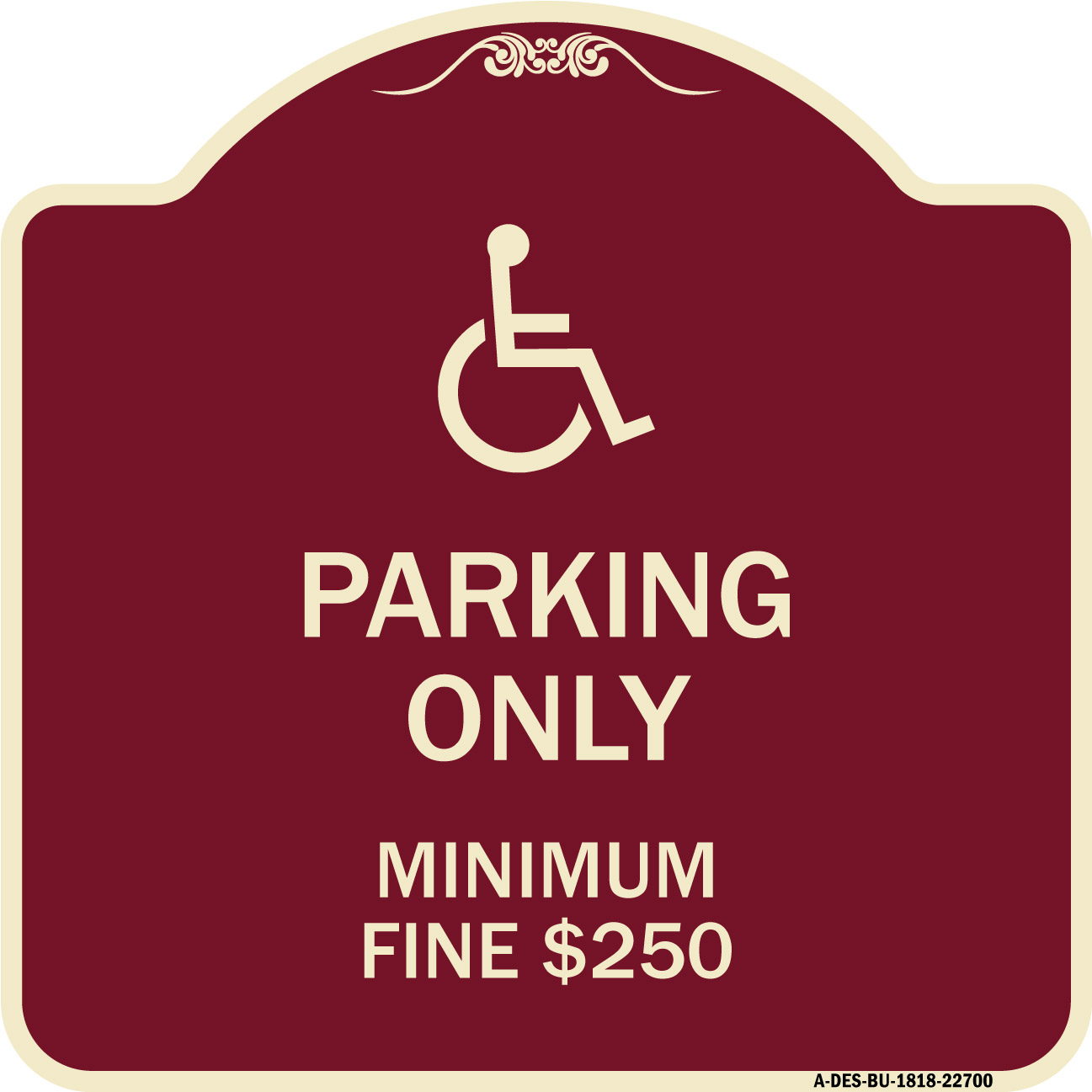SignMission Designer Series Sign - With Modified Isa Icon Parking Only ...