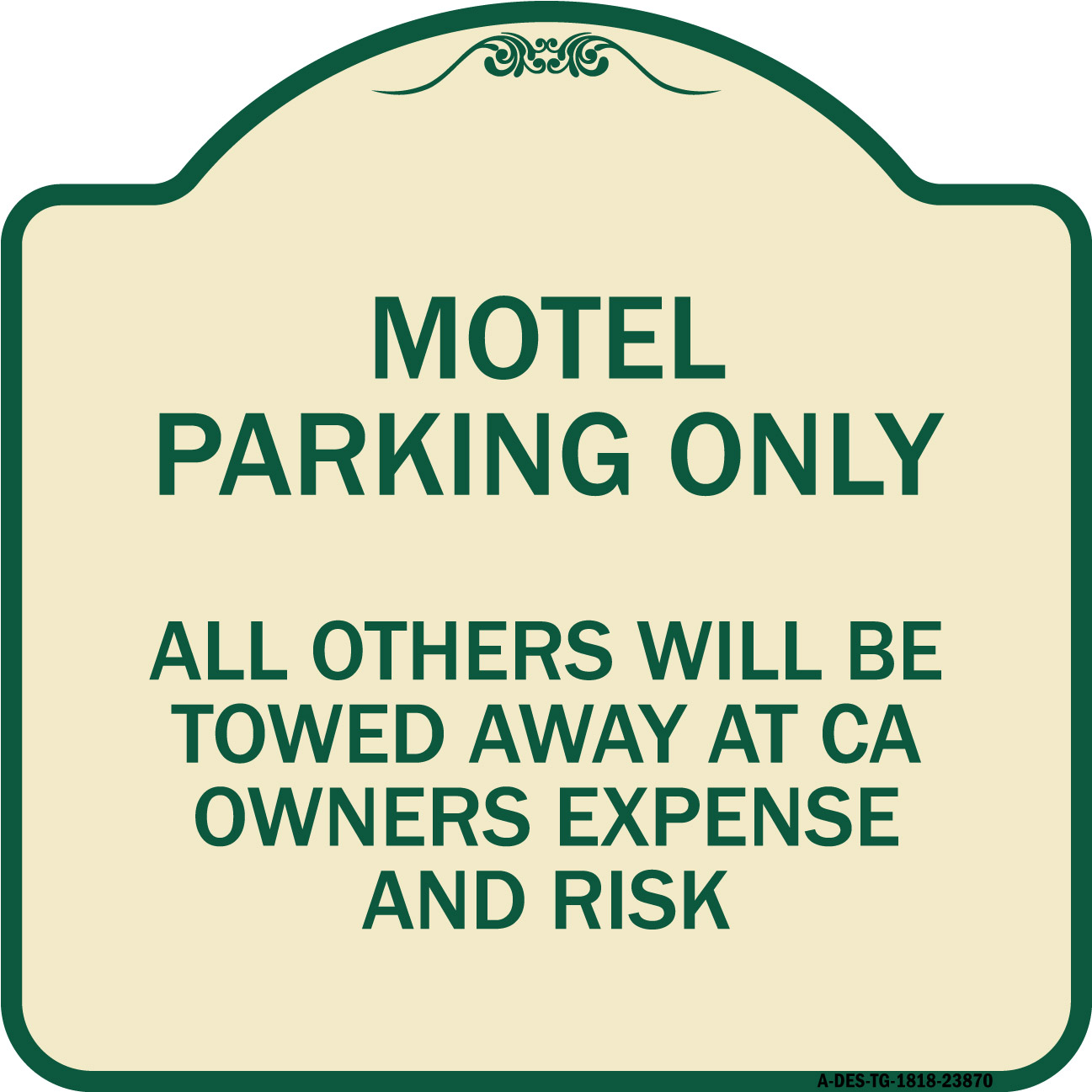 SignMission Designer Series Sign - Motel Parking Only All Others Towed ...
