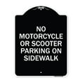 thumbnail image 1 of SignMission Designer Series Sign - No Motorcycle or Scooter Parking on Sidewalk | Black & White 18" x 24" Heavy-Gauge Aluminum Architectural Sign | Made in the USA, 1 of 4