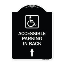 SignMission Designer Series Sign - With NY - Approved Isa Symbol Accessible Parking on Up Arrow (With Graphic) | Black & White 18" x 24" Heavy-Gauge Aluminum Architectural Sign | Made