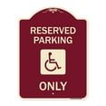 thumbnail image 1 of SignMission Designer Series Sign - With NY Compliance Reserved Parking Only (With Access Icon) | Burgundy 18" x 24" Heavy-Gauge Aluminum Architectural Sign | Made in the USA, 1 of 4