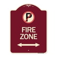 thumbnail image 1 of SignMission Designer Series Sign - (No Parking Symbol and Arrow Pointing Left and Right) | Burgundy 18" x 24" Heavy-Gauge Aluminum Architectural Sign | Made in the USA, 1 of 4