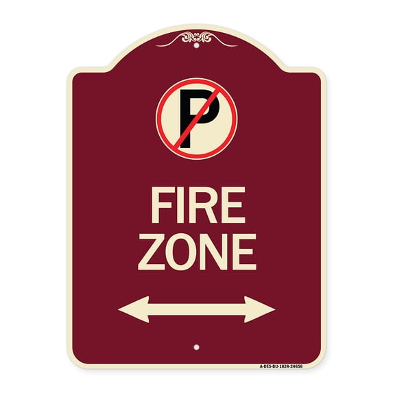 SignMission Designer Series Sign - (No Parking Symbol and Arrow Pointing Left and Right) | Burgundy 18" x 24" Heavy-Gauge Aluminum Architectural Sign | Made in the USA