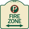 thumbnail image 1 of SignMission Designer Series Sign - (No Parking Symbol and Arrow Pointing Left and Right) | Tan & Green 18" X 18" Heavy-Gauge Aluminum Architectural Sign | Made in the USA, 1 of 4