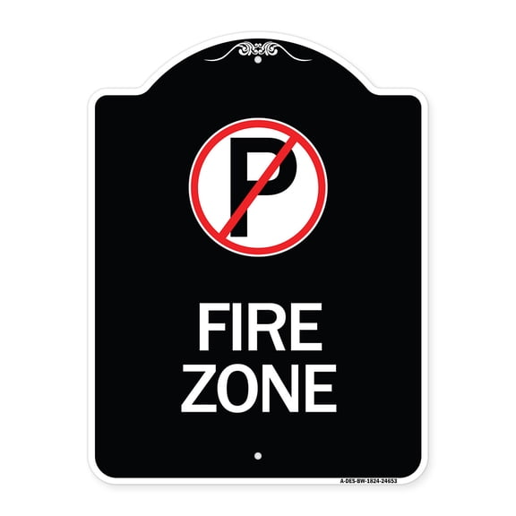 SignMission Designer Series Sign - (No Parking Symbol) | Black & White 18" x 24" Heavy-Gauge Aluminum Architectural Sign | Protect Your Business & Municipality | Made in the USA