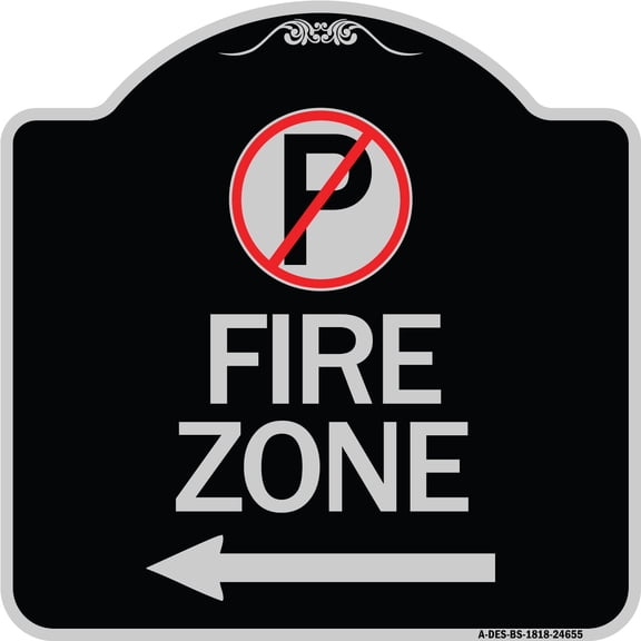 SignMission Designer Series Sign - (No Parking Symbol and Left Arrow) | Black & Silver 18" X 18" Heavy-Gauge Aluminum Architectural Sign | Protect Your Business & Municipality | Made in