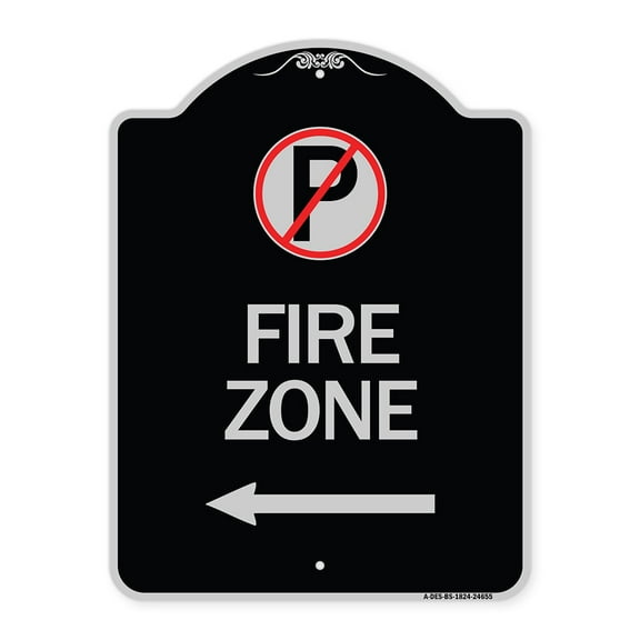 SignMission Designer Series Sign - (No Parking Symbol and Left Arrow) | Black & Silver 18" x 24" Heavy-Gauge Aluminum Architectural Sign | Protect Your Business & Municipality | Made in